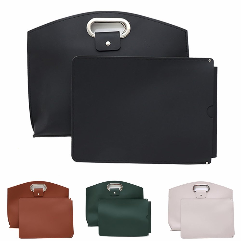 The 2-Piece Set:Sophisticated Business Waterproof Leather Laptop & Tote Set,Thickened laptop handbag,the Set for Women Men (Black)