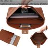 The 2-Piece Set:Sophisticated Business Waterproof Leather Laptop & Tote Set,Thickened laptop handbag,the Set for Women Men (Black) view 3
