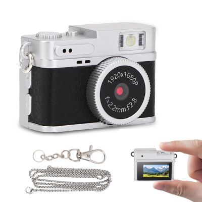 VBESTLIFE Keychain Camera, Compact Vintage Digital Camera with 1080P FHD Video 2MP Photos, 6 Filters, 0.96in Screen, LED Fill Light, Necklace Accessory (Black)