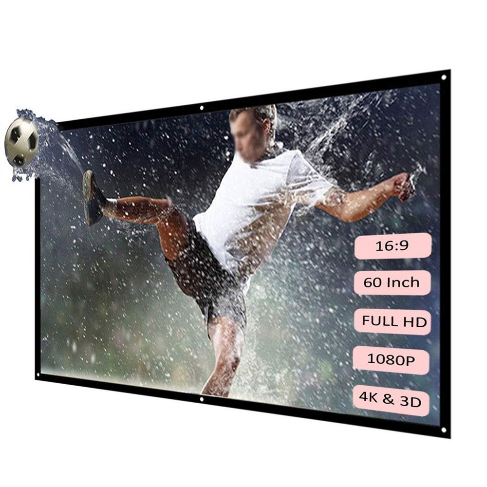 60/72/84/100/120 inch Projector Screen 16:9 White Dacron Diagonal Video Projection Wall Mounted for Home Theater Movie