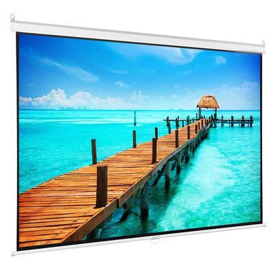 60-84 Inch 16:9 Manual Pull Down Projector Screen Self Locking Matte White Fabric Fiber Glass Movie for Home Theater