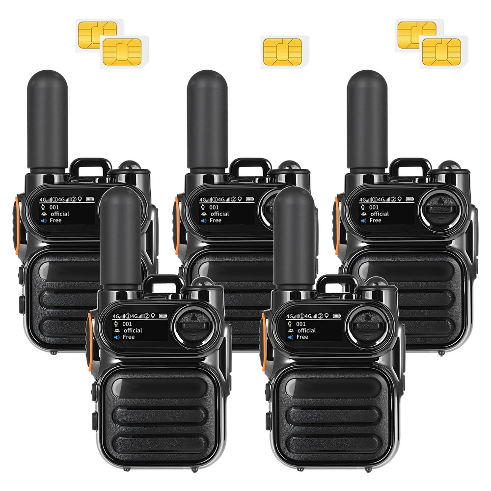 4G LTE PoC Walkie Talkies Unlimited Range Global Lifetime Free Push-to-Talk Over Cellular Two Way Radios Nationwide Long Distance PTT Radios for Family, Logistics & Company 5pcs with SIM Card (5)