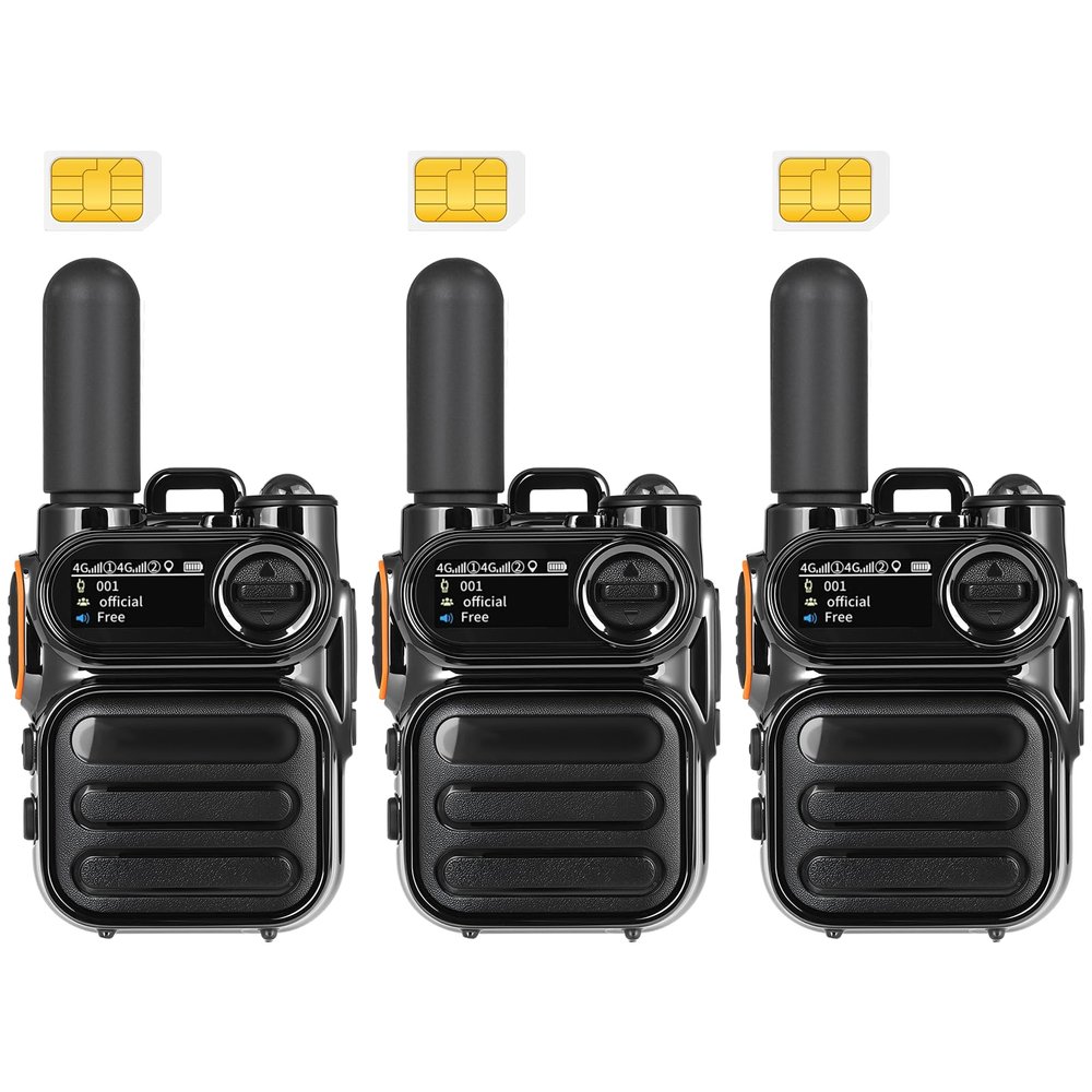 4G LTE PoC Walkie Talkies Unlimited Range Global Lifetime Free Push-to-Talk Over Cellular Two Way Radios Nationwide Long Distance PTT Radios for Family, Logistics & Company 3pcs with SIM Card (3)