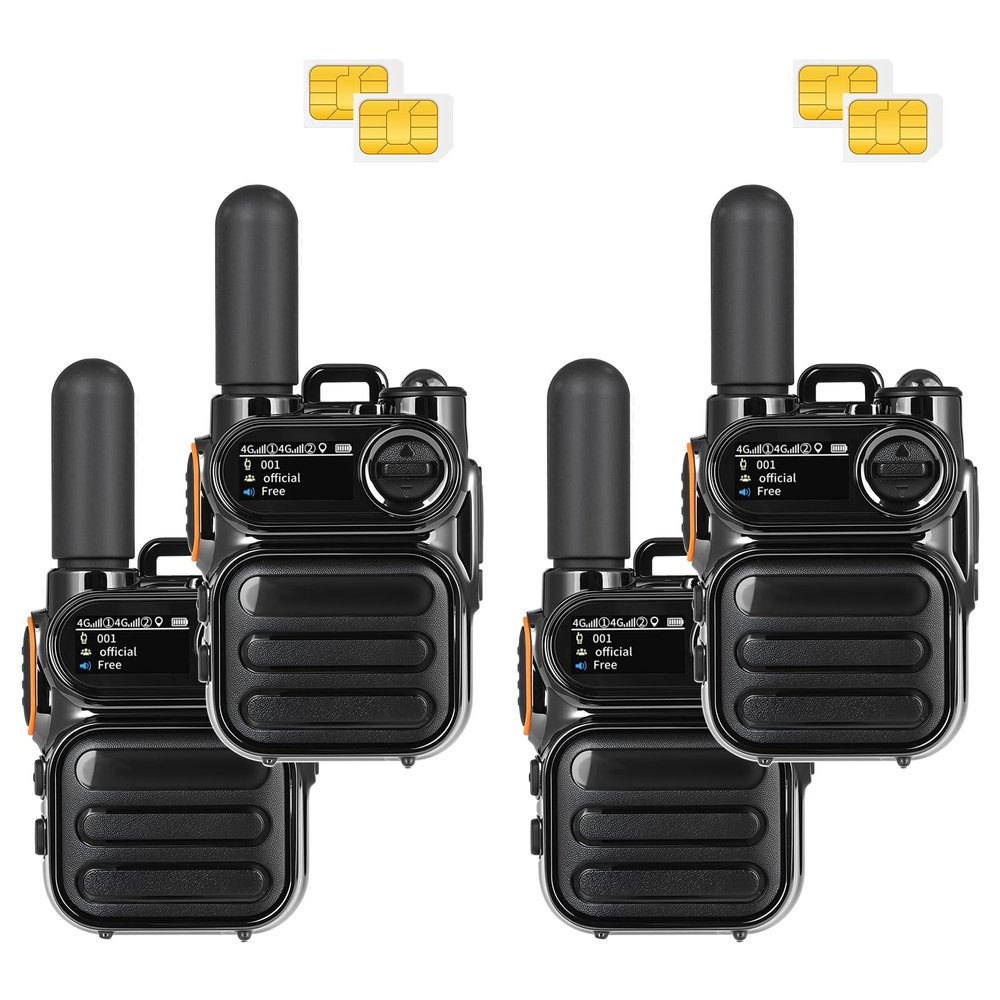 4G LTE PoC Walkie Talkies Unlimited Range Global Lifetime Free Push-to-Talk Over Cellular Two Way Radios Nationwide Long Distance PTT Radios for Family, Logistics & Company 4pcs with SIM Card (4)