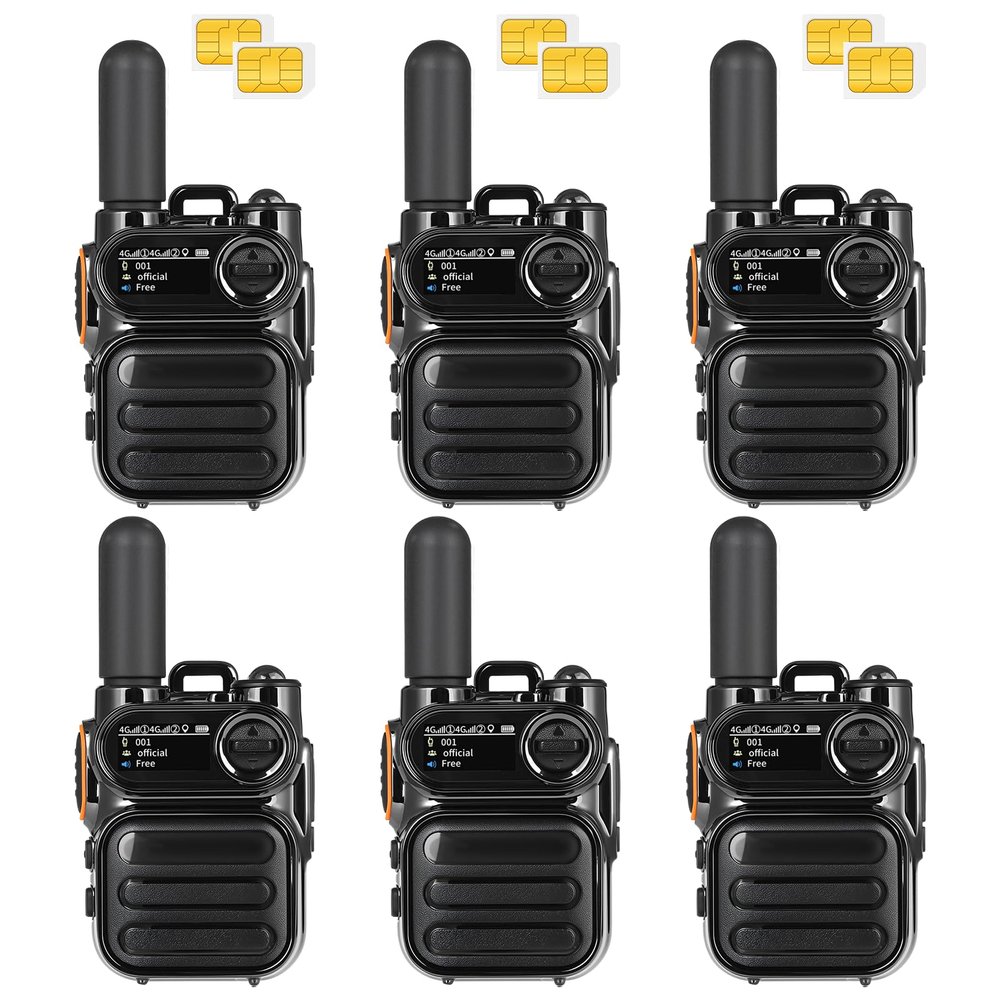 4G LTE PoC Walkie Talkies Unlimited Range Global Lifetime Free Push-to-Talk Over Cellular Two Way Radios Nationwide Long Distance PTT Radios for Family, Logistics & Company 6pcs with SIM Card (6)