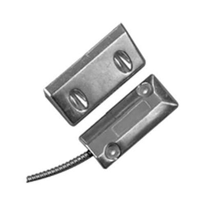 2202AU-L Miniature Surface Mount Magnetic Contact, Aluminum Silver, 3-Inch Sense Range, Armored Cable, N.O., Commercial Security
