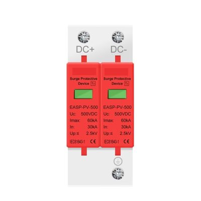 2P DC SPD Surge Protective Device 500V 800V 1000V 20KA 30KA 40KA 60KA Voltage Protector Solar PV Photovoltaic Lightning Arrester(20-40KA,DC 500V)