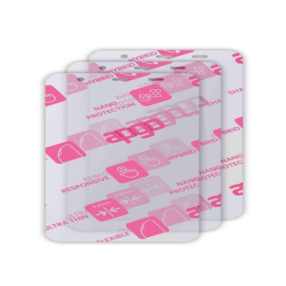 apgo 3x Ultra-Clear Hybrid protective glass compatible with Newland NFT10 Pilot Pro, flexible nano glass, great replacement for tempered glass, scratch-resistant, full glue