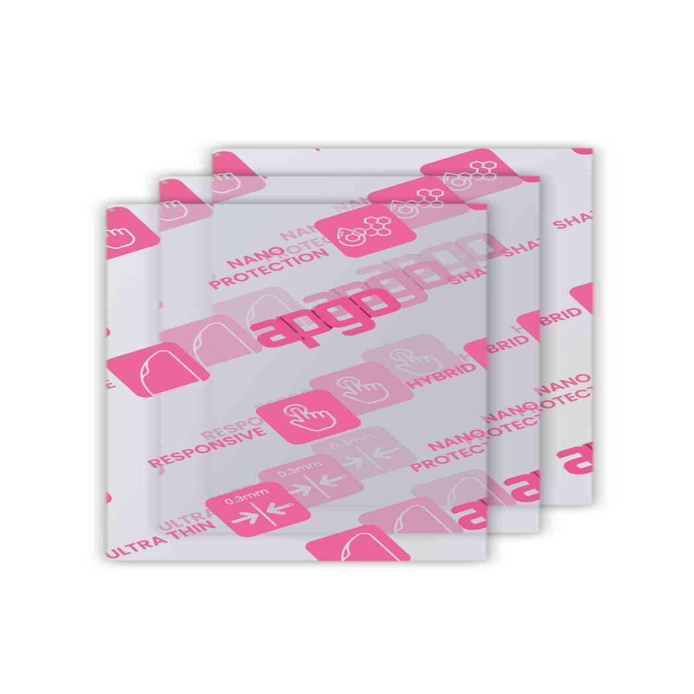 apgo 3x Ultra-Clear Hybrid protective glass compatible with JVC KW-M180DBT, flexible nano glass, great replacement for tempered glass, scratch-resistant, full glue
