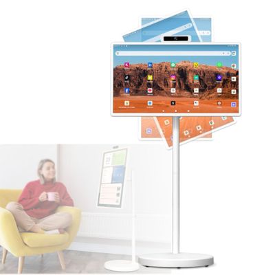 Oiyekntd 21.5 inch FHD Smart Portable TV with Android 13, Movable Touchscreen Full Swivel Rotation, Remote Control, Rolling Standing TV Built-in 7800mAh 4G+64G