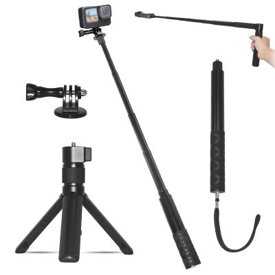 JYmusaecoin Bullet Time Handle Tripod Rotating Grip with Invisible Selfie Stick for Insta360 X5/X4, DJI Osmo Pocket 3, GoPro, 47" Extendable, Free 1/4" Adapter