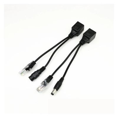 1 Pair POE Cable Passive Ethernet Power Adapter Cable Splitter Power Module 12v(Black Pair)