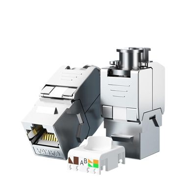 1PCS Cat6a Cat7 Cat8 Keystone Jack, RJ45 STP Tool-Free Zinc Alloy Module(CAT6A STP)