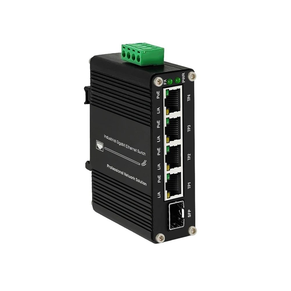 Industrial Grade 4/5 Port Gigabit Ethernet Switch 10/100/1000Mbps RJ45 DIN Rail Aluminum Enclosure(PoE -4 W SFP)