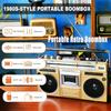 QUGURLID Portable Retro Boombox,Classic Style Retro CD Player Boombox,USB Recording,Bluetooth Receiver+Speakers,Headphone Jack,for Family view 2