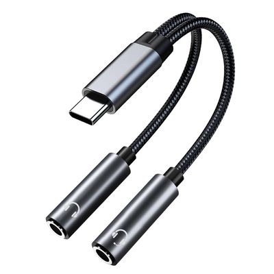 Jadebones 2 Pack USB C to Dual 3.5mm Female Headphone Splitter, Type C to Dual 3.5mm Audio Jack Adapter Compatible with iPhone 17/16/15 Series, iPad Pro, Galaxy S24/23, Pixel 7/6