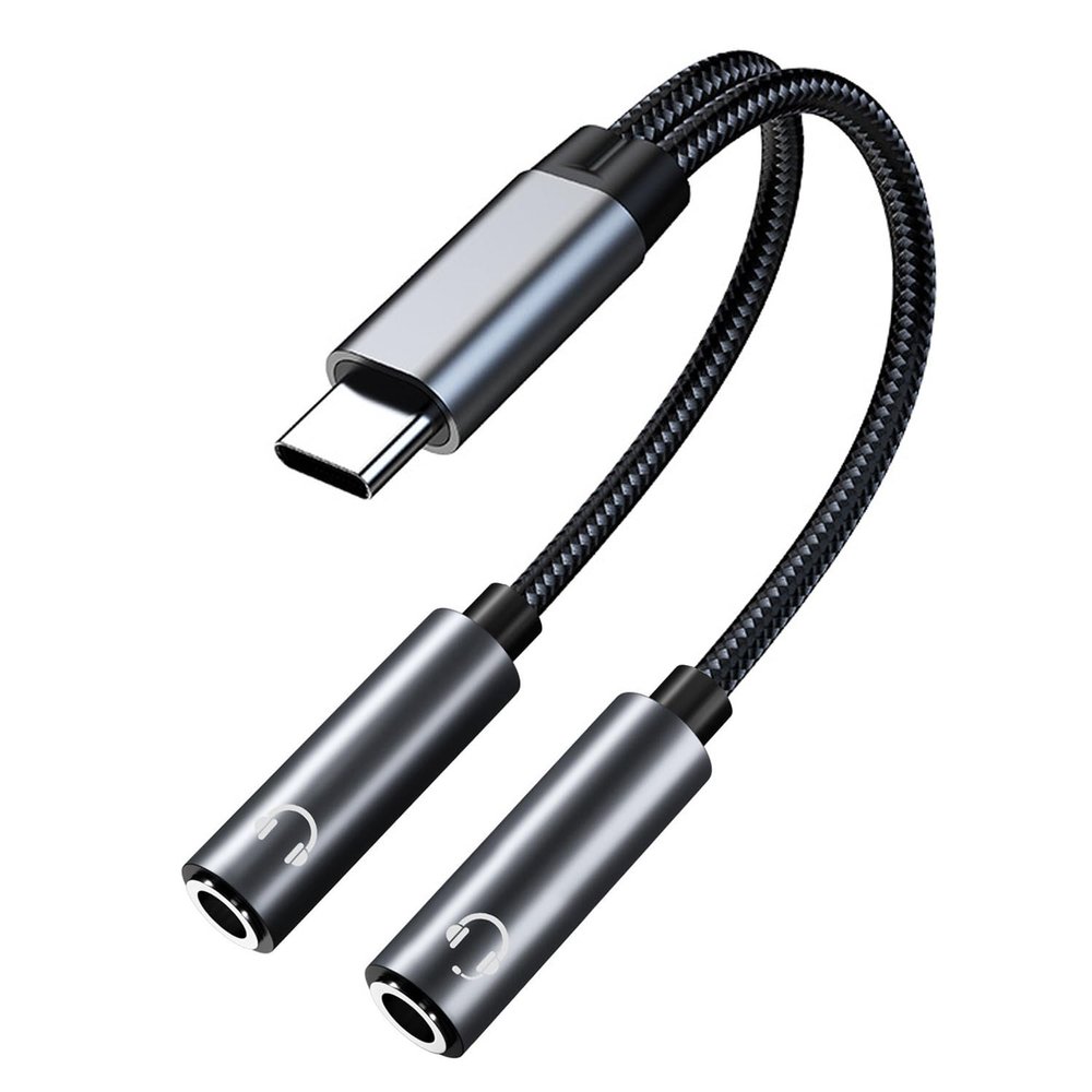 Jadebones 2 Pack USB C to Dual 3.5mm Female Headphone Splitter, Type C to Dual 3.5mm Audio Jack Adapter Compatible with iPhone 17/16/15 Series, iPad Pro, Galaxy S24/23, Pixel 7/6