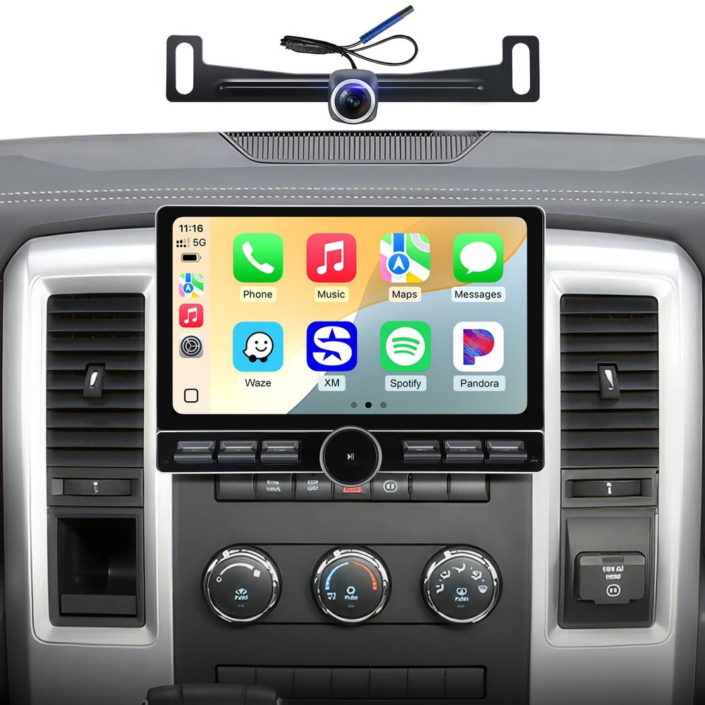 10 inch Touchscreen Car Stereo Radio for Dodge Ram 1500 2500 3500 2013-2018(Manual & Auto AC) Replacement Dash Kit w/Wired Wireless CarPlay Android Auto GPS Navigation (09-12 4 Core 2+64)