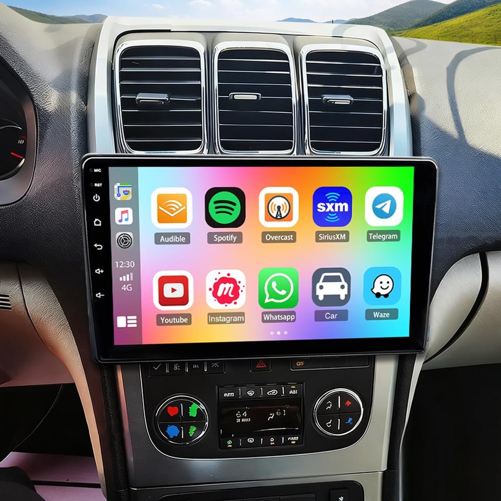 10.1" Double Din Car Stereo Radio for GMC Acadia 2007-2012,with CarPlay & Android Auto,HD Touchscreen Double Din Radio with Bluetooth,GPS Navigation,Car Audio Receivers,Backup Camera,Mirror Link,FM