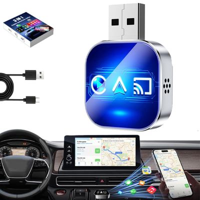 AXMVP Wireless Carplay Adapter, 2026 Upgrade 3 in 1 Bluetooth 5.0 Wireless Screen Mirroring for iPhone & Android, Plug & Play Car Adapter for Auto Carplay Conversion, Stable WiFi 2.4/5GHz