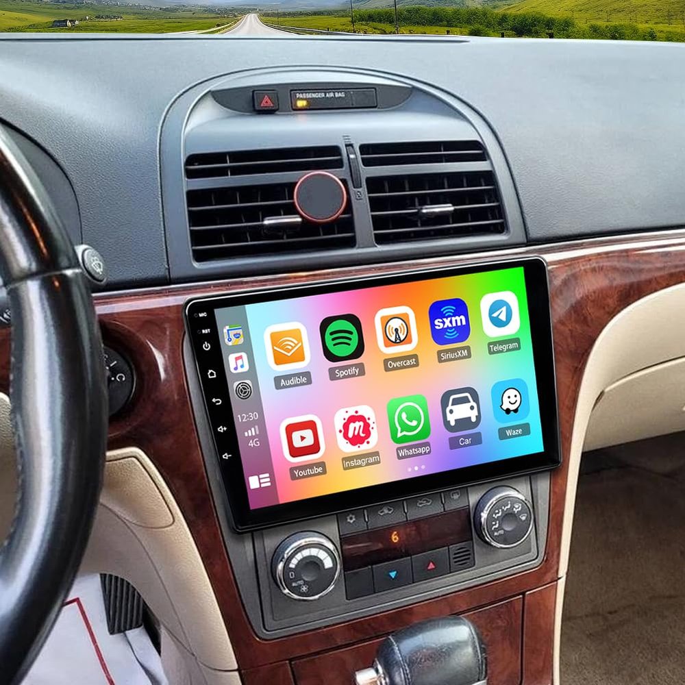 10.1" Double Din Car Stereo Radio for Saturn Aura 2007 2008 2009,with CarPlay & Android Auto,HD Touchscreen Double Din Radio w/Bluetooth,GPS Navigation,Car Audio Receivers,Backup Camera,Mirror Link,FM