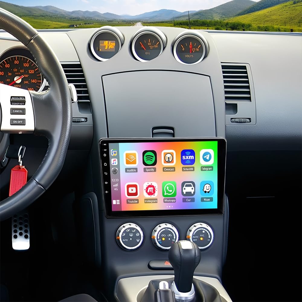 10.1" Double Din Car Stereo Radio for Nissan 350Z 2003-2009,with CarPlay & Android Auto,HD Touchscreen Double Din Radio with Bluetooth,GPS Navigation,Car Audio Receivers,Backup Camera,Mirror Link,FM