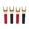 4Pcs Y-Style Spade Banana Gold Plated Tuning Fork Banana Jack Solderless Speaker Cable Power Terminal Connector view 1