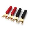 4Pcs Y-Style Spade Banana Gold Plated Tuning Fork Banana Jack Solderless Speaker Cable Power Terminal Connector view 2