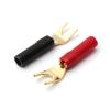 4Pcs Y-Style Spade Banana Gold Plated Tuning Fork Banana Jack Solderless Speaker Cable Power Terminal Connector view 3