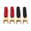 4Pcs Y-Style Spade Banana Gold Plated Tuning Fork Banana Jack Solderless Speaker Cable Power Terminal Connector view 4