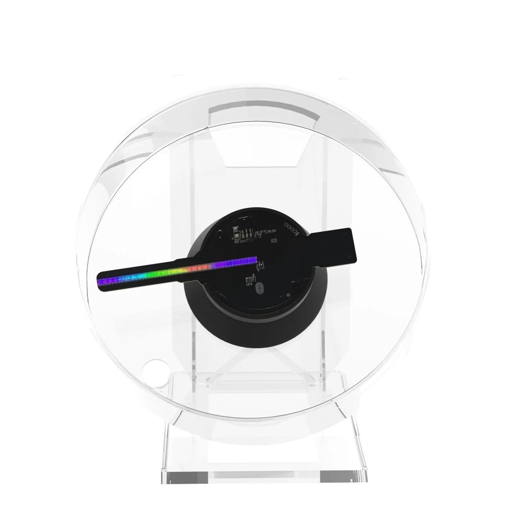 13cm Mini 3d Holographic Advertising Light, LED Desktop Model Fan Screen With Audio Playback Transparent Cover Hologram Fan High Brightness