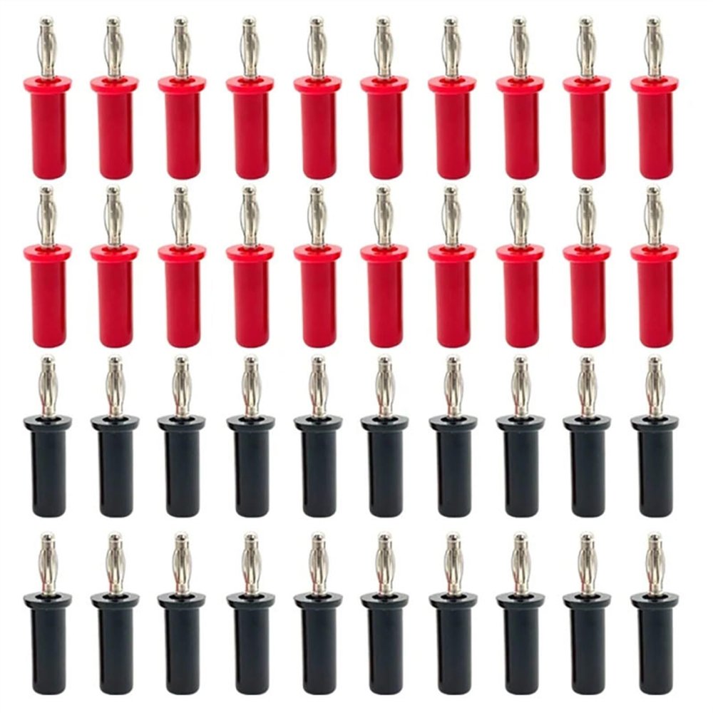 40PCS/4mm Banana Electrical Connector Adaptor Male Female Jack for Speaker Test Probes Converter(40 Red)