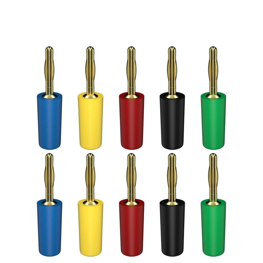 10PCS 2MM Banana Copper Gold Plated Electrical Connector Test Accessories 10002(5 Colors x 2)