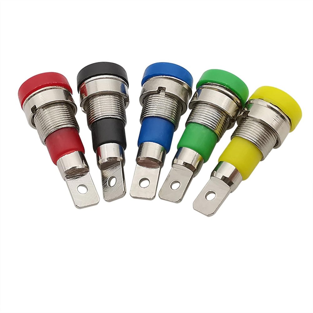 10Pcs 4mm Banana Socket Binding Post Panel Mount Connector Banana Adapter 5 Color M4(Yellow 10Pcs)