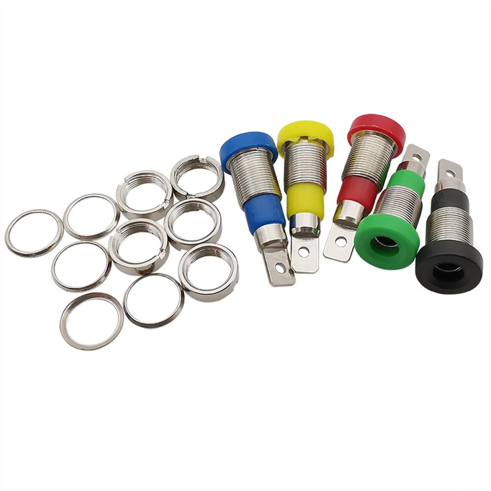 2Pcs 4mm Banana Socket Binding Post Female Panel Mount Jack Connector Red Black Yellow Green Blue(Yellow 2Pcs)