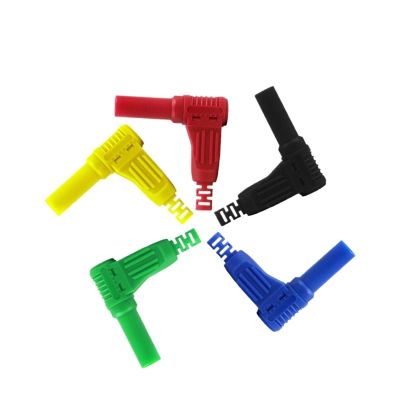 10PCS 4MM Right Angle 90 Degree Banana Safety Welding Assembly Test Leads Connectors J.10039(5 red 5 Black)