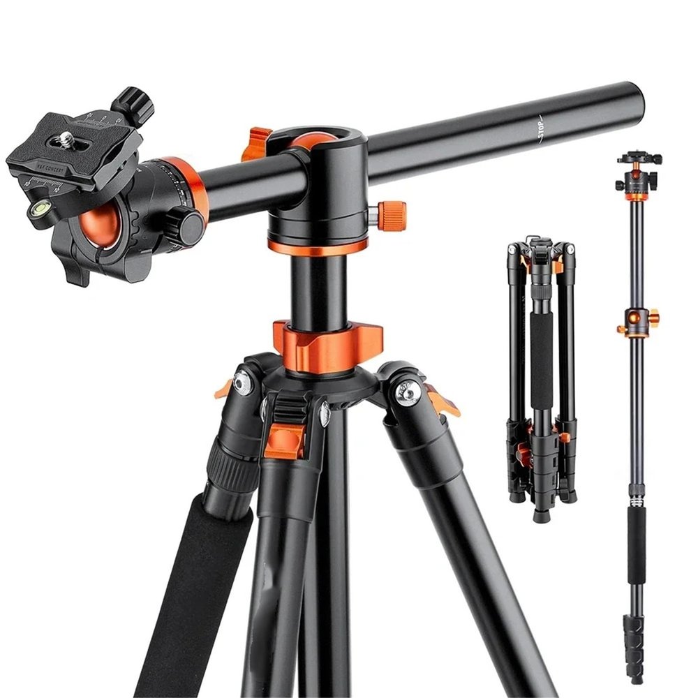 Compatible for Camera, 72" Aluminum Travel Tripod with Transverse Center Column & Ball Head, 10kg Load