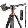 Compatible for Camera, 72" Aluminum Travel Tripod with Transverse Center Column & Ball Head, 10kg Load view 1