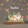 MDPrints Global Personalized Baby Gifts, Personalized Night Light for Kids, Baptism Night Light with Wooden Base, Bedroom Decor, Nursery Light, Baptism Gifts for Girl Boys (Woodland DK05) view 4