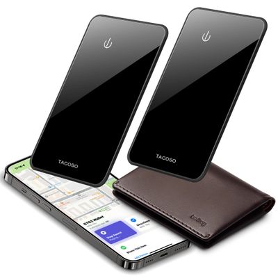 TACOSO MFi Slim Wallet Tracker Card, Apple Find My (iOS Only), 2 Pack