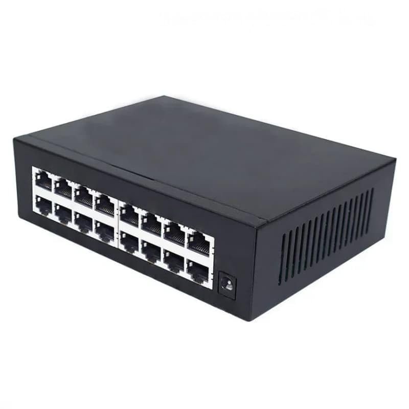 16-Port Network Switch, 1000M hub, LAN Ethernet RJ45 Splitter/Splitter with Power Adapter.