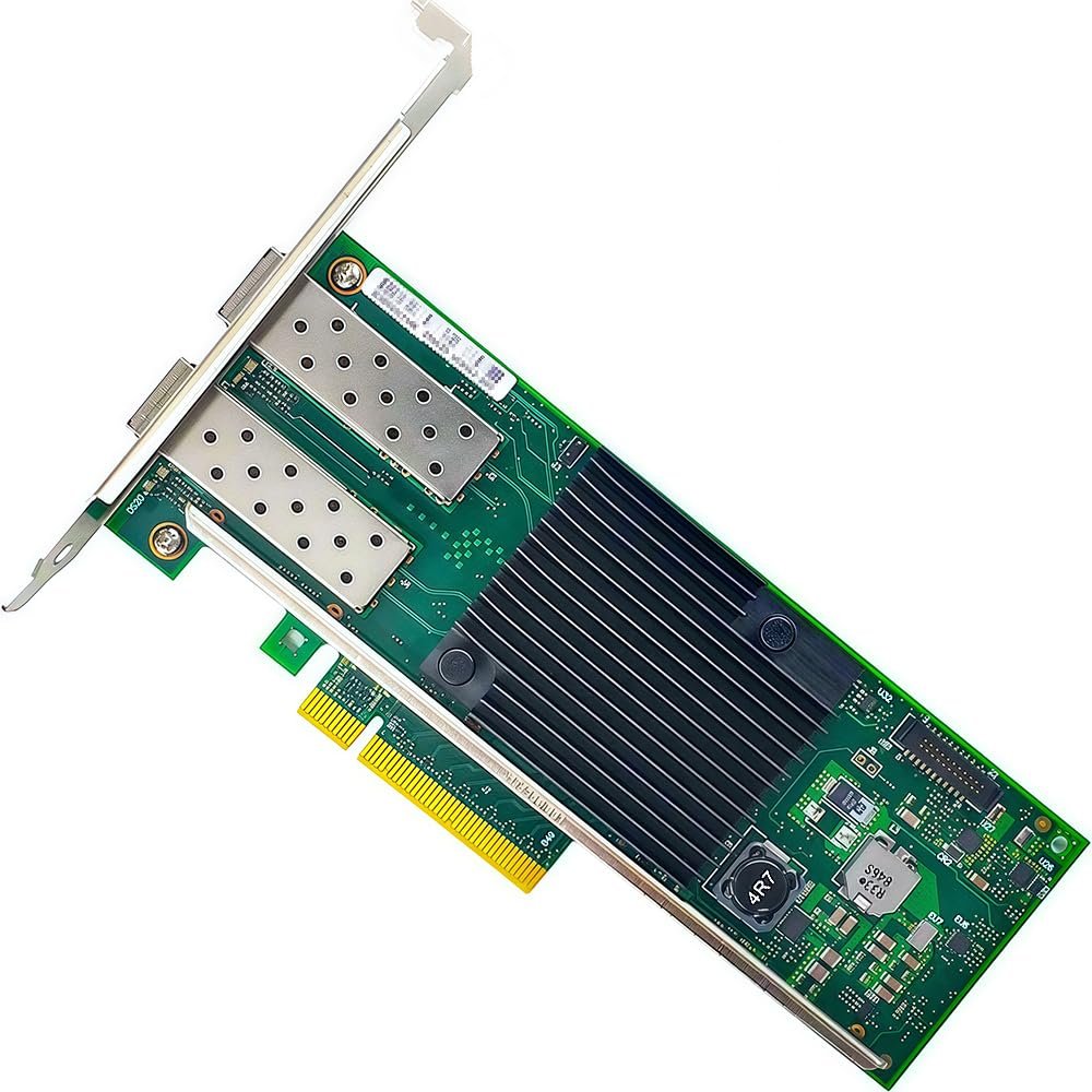 10GbE SFP+ Network Card Compatible with X710-DA2 PCIe Ethernet Card, 2 Ports SFP+ (10GBASE-SR/LR, DAC/AOC), PCIe 3.0, SR-IOV VXLAN/Geneve NVGRE, Jumbo Frames, PXE iSCSI, PCI Network Adapter