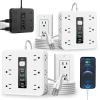 16-in-1 Power Strip with Switch & Surge Protection, 2026 New 16 in 1 Power Strip Surge Protector, Versatile Flat Plug Surges Protector with 12 Ac Outlets & 3 USB, for Home Office Dorm (White*2) view 1