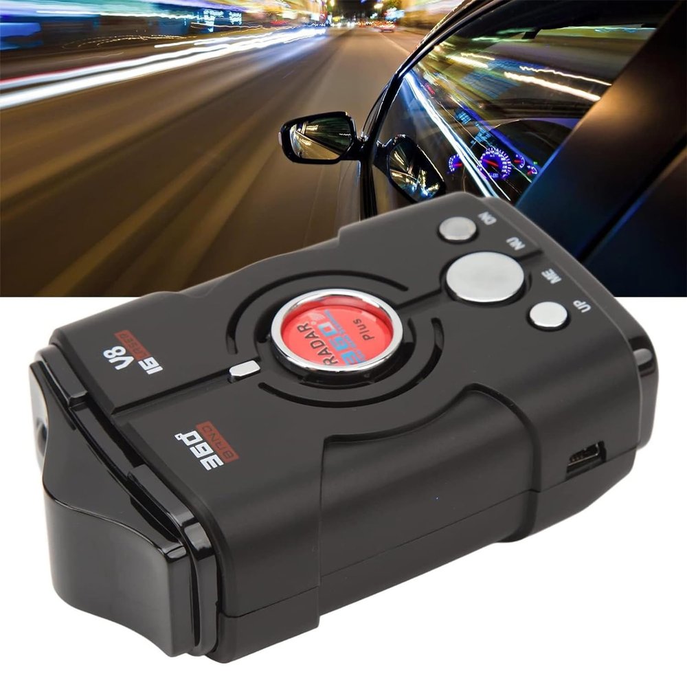 360 Degree Speed Camera Detector, Car Radar Detector with Extreme Range, Red Light & Speed Camera Notifications, Real-Time Vehicle Speed Voice Alert & Rapid Response Time, Suit for Cars