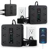 16-in-1 Power Strip with Switch & Surge Protection, 2026 New 16 in 1 Power Strip Surge Protector, Versatile Flat Plug Surges Protector with 12 Ac Outlets & 3 USB, for Home Office Dorm (Black*2) view 1