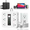16-in-1 Power Strip with Switch & Surge Protection, 2026 New 16 in 1 Power Strip Surge Protector, Versatile Flat Plug Surges Protector with 12 Ac Outlets & 3 USB, for Home Office Dorm (White) view 1