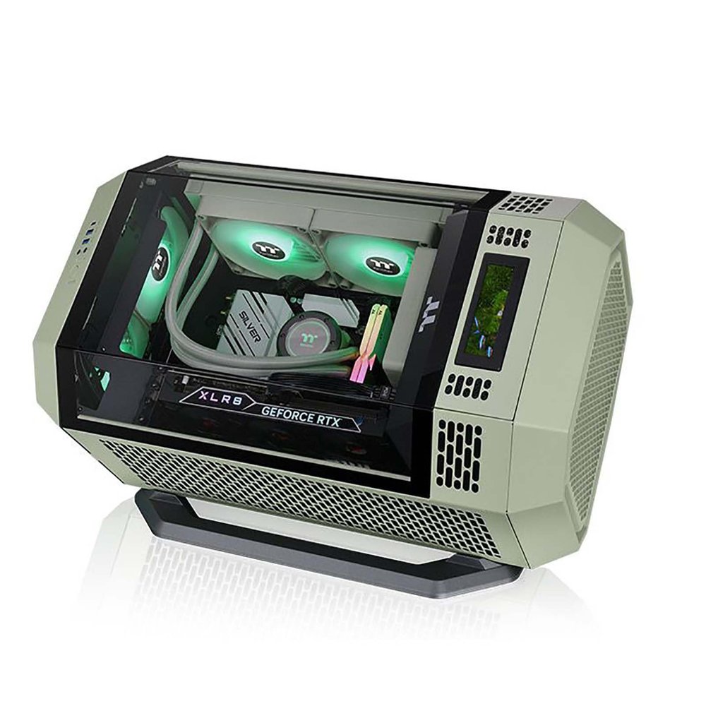 Computer Cases,Mid-Tower PC Gaming Case M-ATX/ITX - Front I/O USB 3.0 /Type-C Port - Panoramic View Tempered Glass Panel - Includes a 3.9-inch LCD Expansion Screen