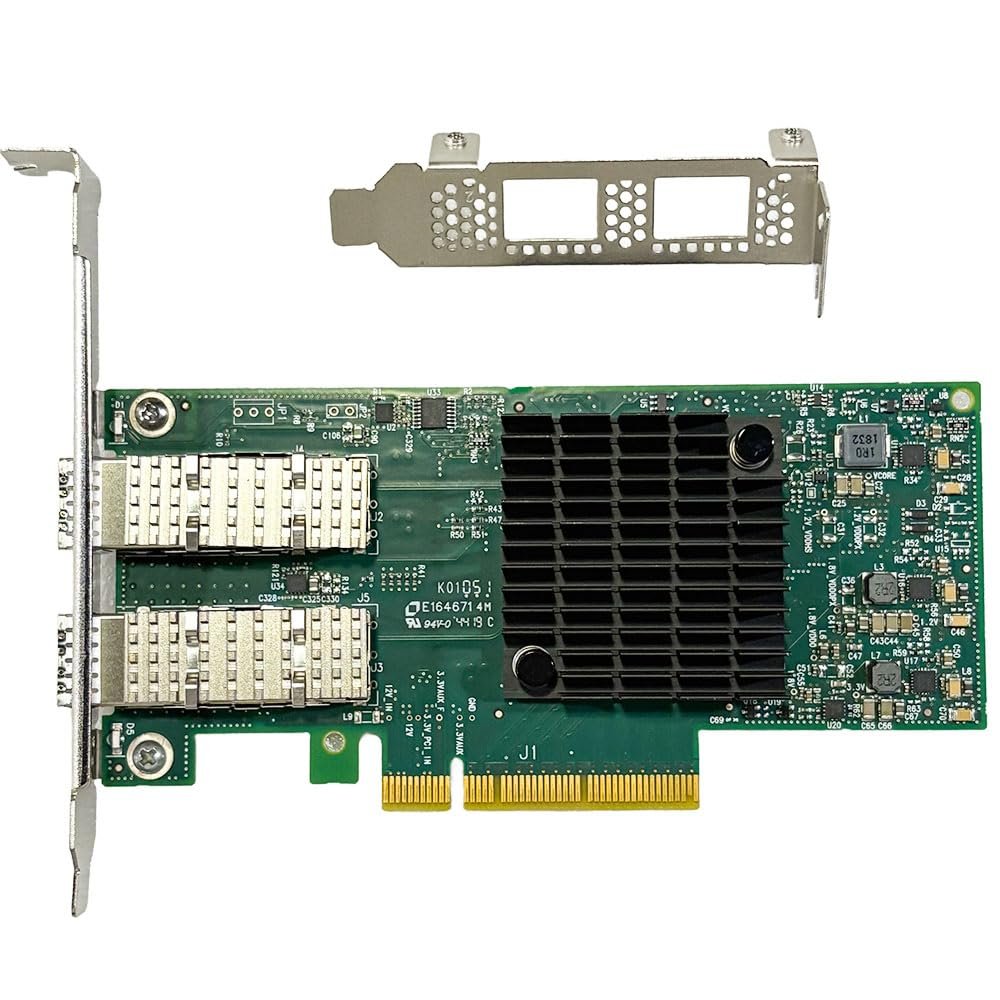 10/25GbE SFP28 Network Card Compatible with MCX4121A-ACAT PCIe Ethernet Card with ConnectX-4 Lx Controller, 2 Ports SFP28 (10/25G), PCIe 3.0, SR-IOV RoCE v2 Jumbo Frames PXE iSCSI PCI Network Adapter