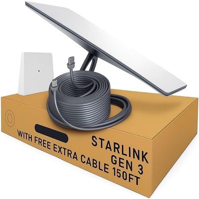 Star-Link Gen 3 Standard Satellite Internet Kit Dish with Wi-Fi 6 Router + Extra 150FT Cable High-Speed, Low-Latency Internet for Rural and Remote Homes