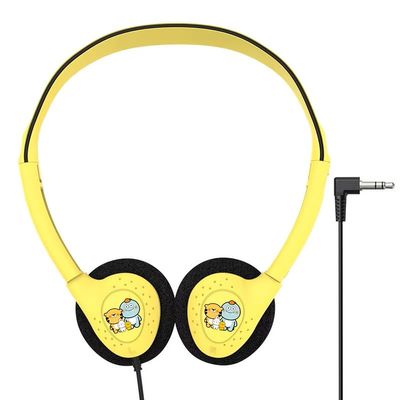 WEBDARAZ Cartoon Kids Wired Headphones Yellow, 3.5mm On-Ear Lightweight Headset, Clear Sound, Comfortable Design for School, Tablet, Laptop & Phone (Yellow)
